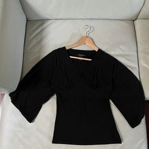 Kenneth Cole black top, wide collar,3/4 sleeve